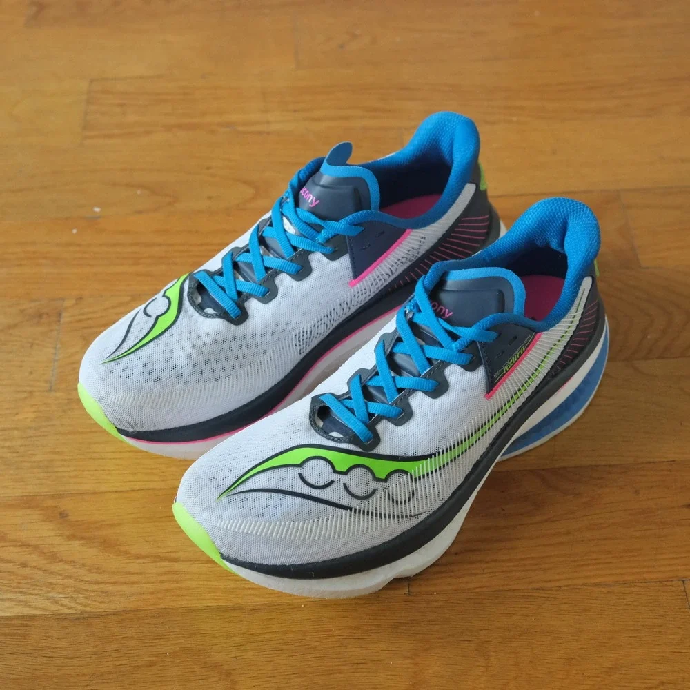 Saucony Endorphin Speed 2 Men White Blue Lime Neon Running Shoes 10.5 S20688-40